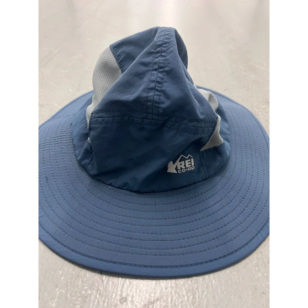 REI Co-op Boonie Hat Kids 4-7Y Blue Gray Chin Strap Wide Brim Outdoor‎ Safari